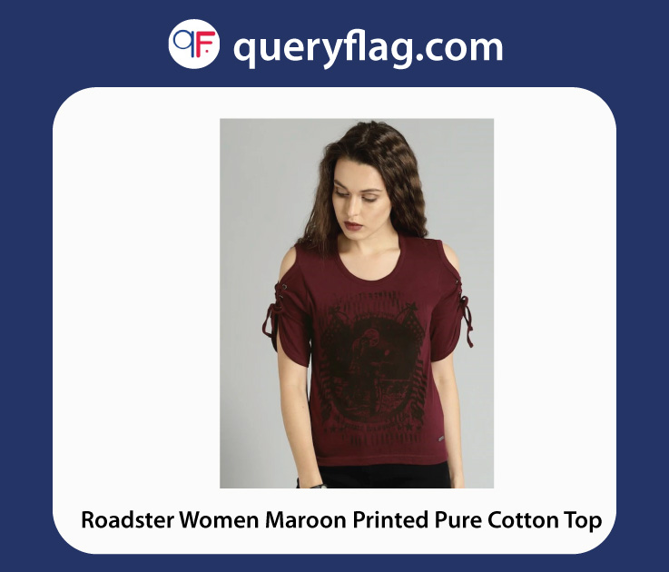 Roadster-Women-Maroon-Printed-Pure-Cotton-Top-rakhi-gift-for-sister-idea