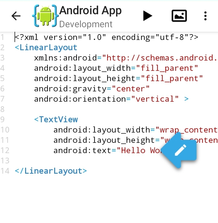 aide interface for android coding in mobile