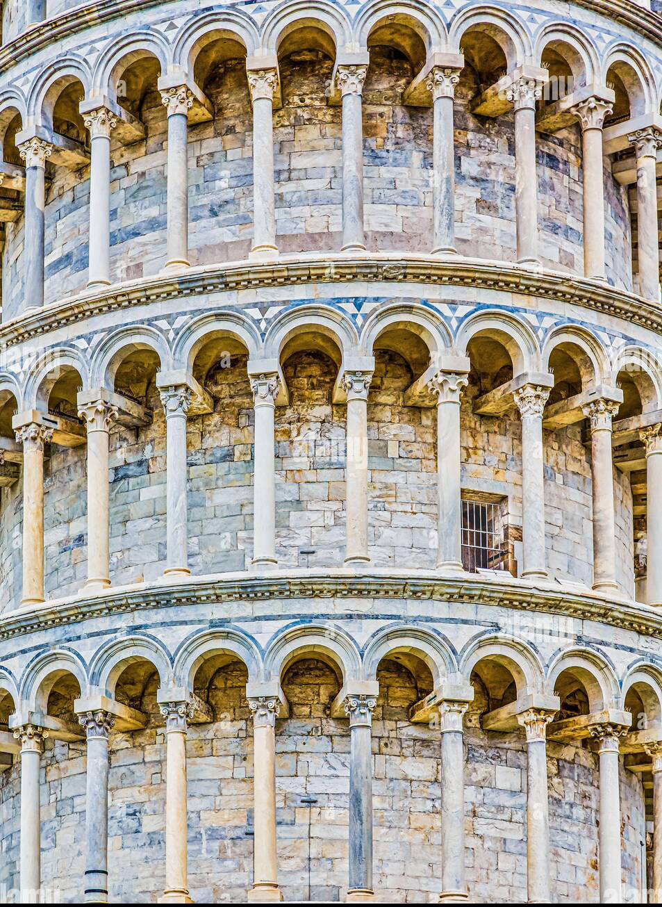 group-design columns and arches leaning tower