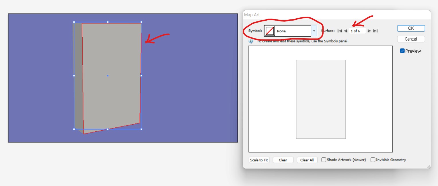 select symbols image surface of 3d object