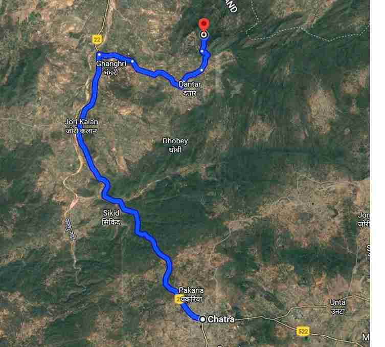 google-map Chatra to Kauleshwari Temple, Kolhua Hill
