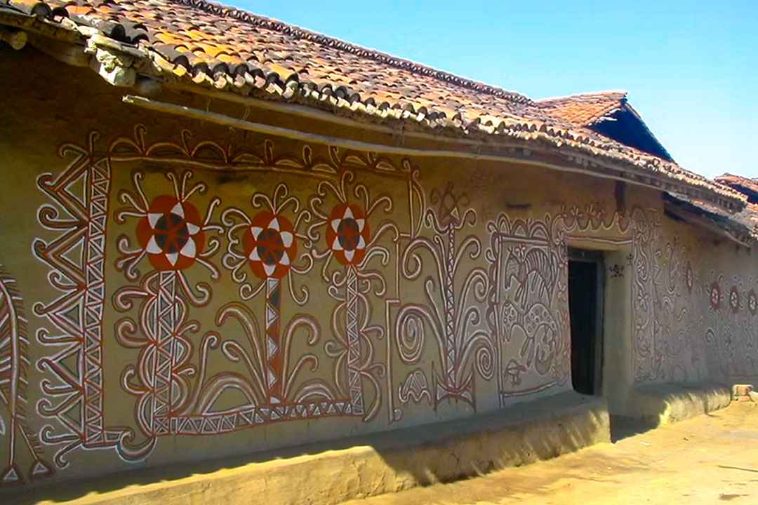Sohrai Painted mud house wall, Hazaribagh