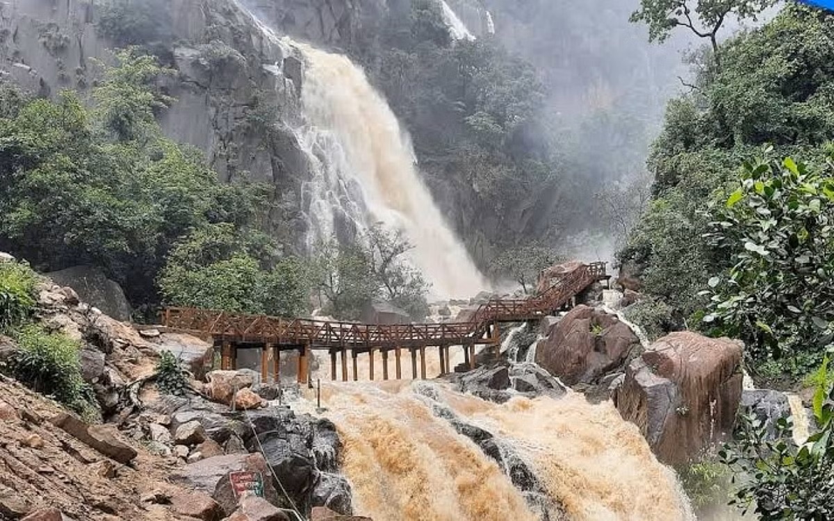 Vintage Wooden Bridge in Lodh waterfall latehar